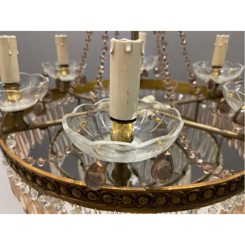 Candelabro de vidro Vintage Murano italiano, 1950