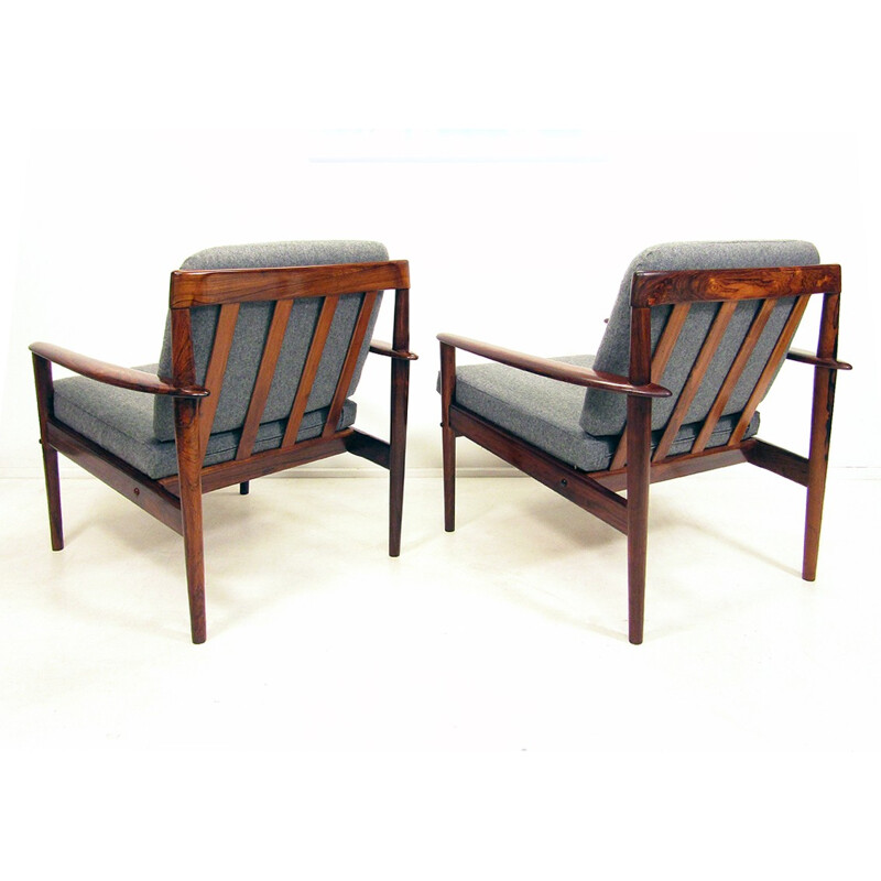 Pair of P. Jeppesen "PJ56" armchairs in rosewood, Grete JALK - 1960s