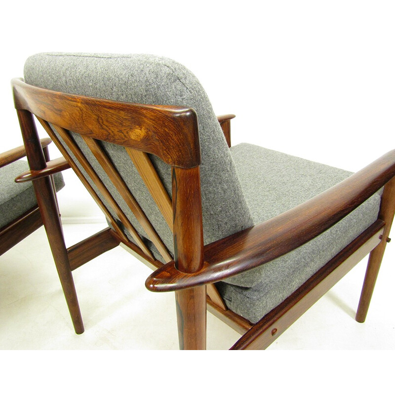 Pair of P. Jeppesen "PJ56" armchairs in rosewood, Grete JALK - 1960s