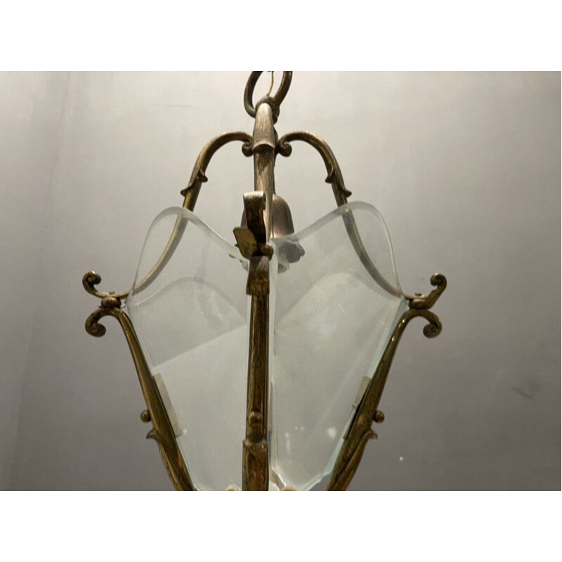 Lampada a sospensione italiana vintage in bronzo, 1950