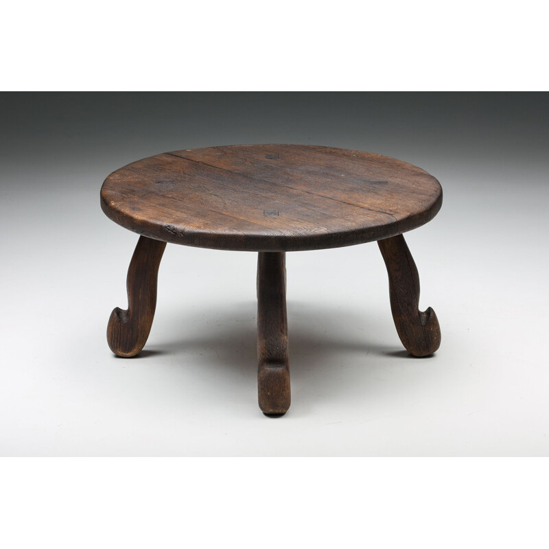 Rustic vintage coffee table with hooked legs by Wabi-Sabi, 1940