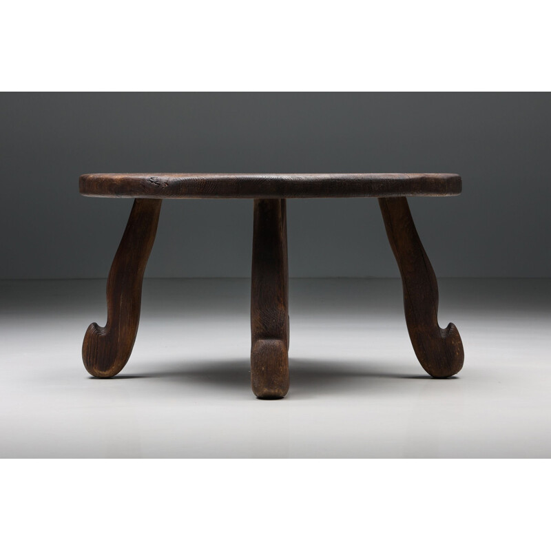 Rustic vintage coffee table with hooked legs by Wabi-Sabi, 1940