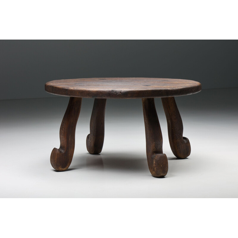 Rustic vintage coffee table with hooked legs by Wabi-Sabi, 1940