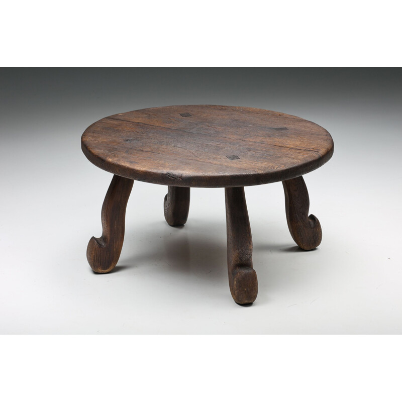 Rustic vintage coffee table with hooked legs by Wabi-Sabi, 1940