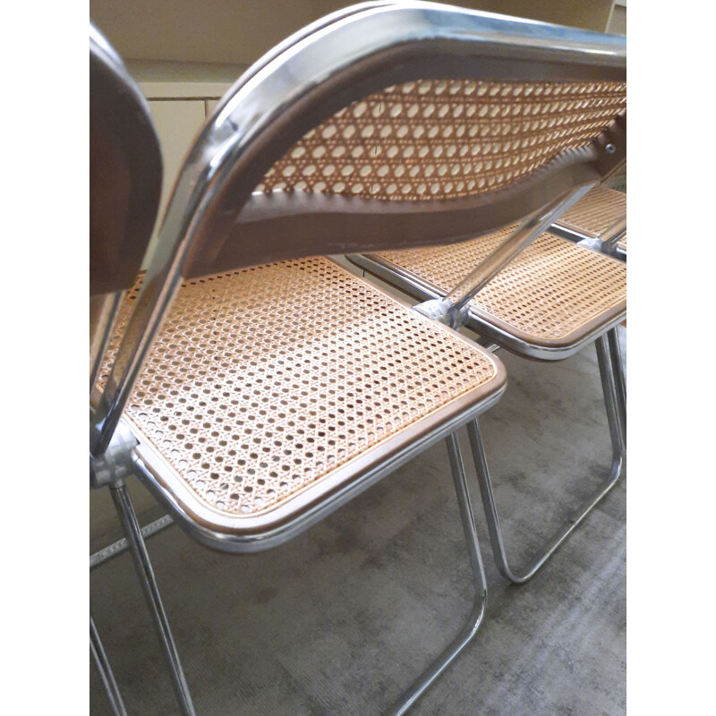 Set of 4 vintage Plia cane chairs by Giancarlo Piretti for Anonima Castelli