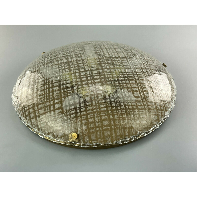 Vintage-Deckenleuchte aus Eisglas von Hillebrand, 1960-1970