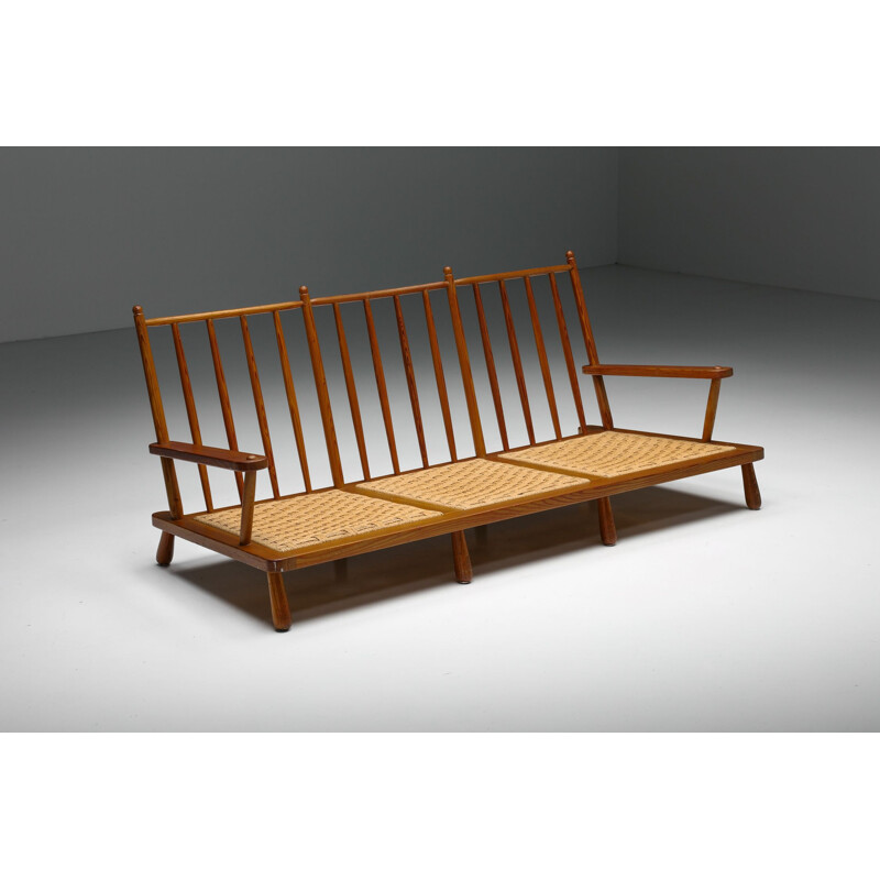 Vintage three-seat wooden bench by Gerard Van Den Berg, 1934