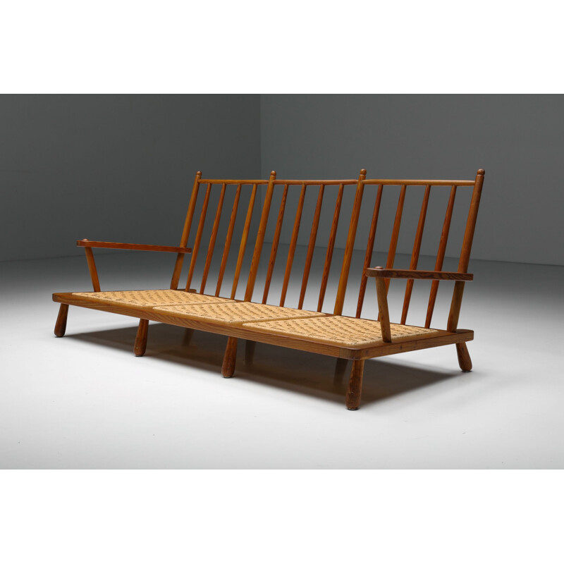 Vintage three-seat wooden bench by Gerard Van Den Berg, 1934