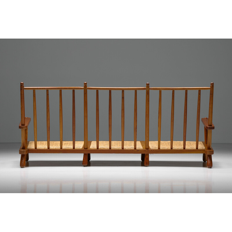 Vintage three-seat wooden bench by Gerard Van Den Berg, 1934