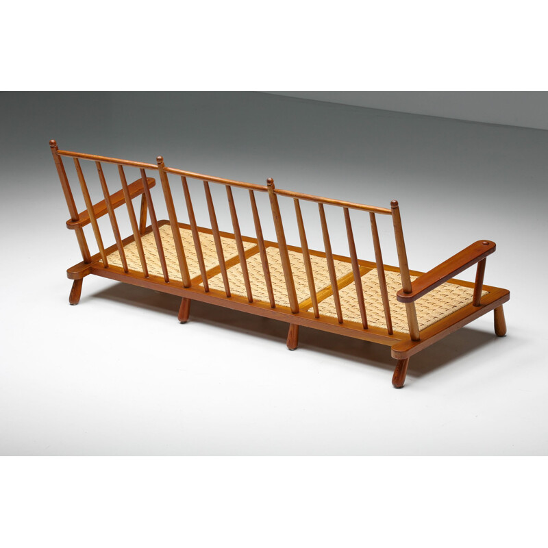 Vintage three-seat wooden bench by Gerard Van Den Berg, 1934