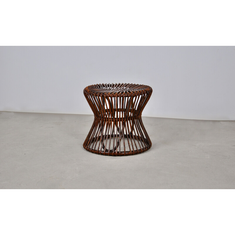 Sgabello in rattan vintage, 1960