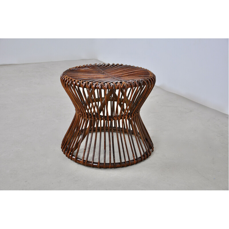 Sgabello in rattan vintage, 1960