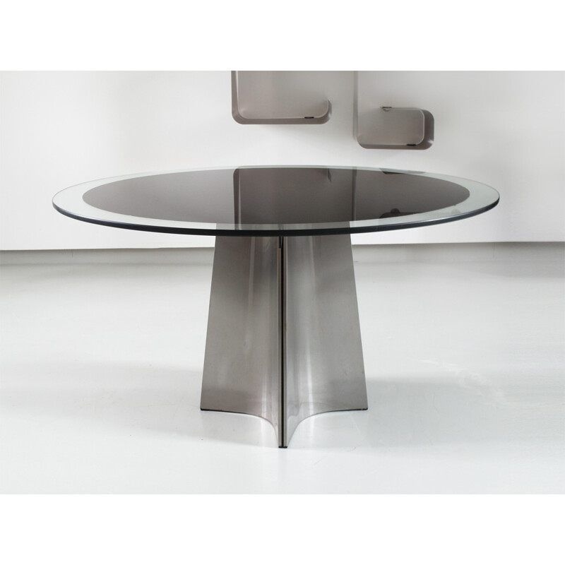 Maison Jansen aluminium round dining table, Luigi SACCARDO - 1970s