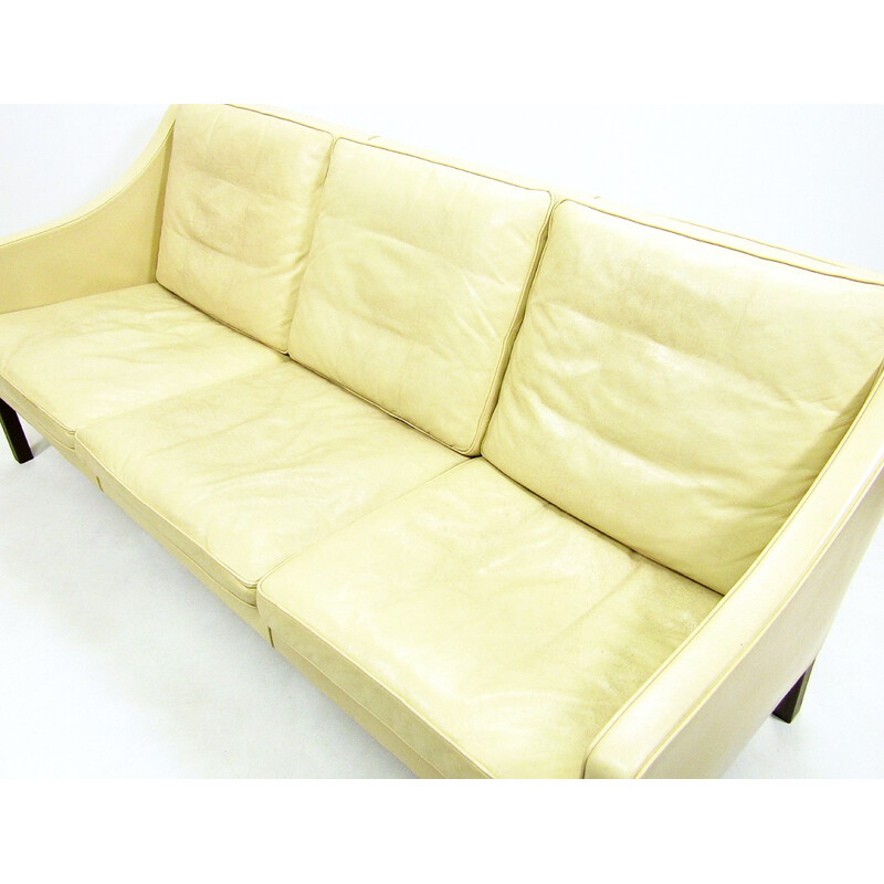 Set of Fredericia sofa and armchair in cream leather, Borge MOGENSEN - 1970s