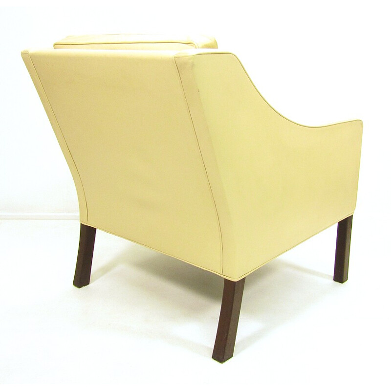 Set of Fredericia sofa and armchair in cream leather, Borge MOGENSEN - 1970s