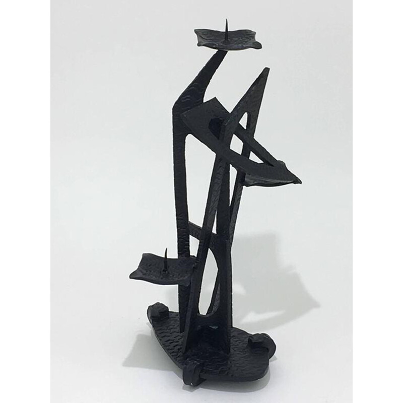 Abstract metal candle holder sculpture - 1950s