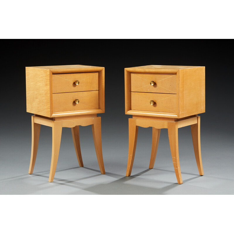Pair of French bedside tables in sycomore, Suzanne GUIGUICHON - 1940s