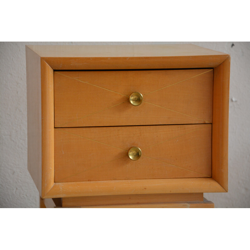 Pair of French bedside tables in sycomore, Suzanne GUIGUICHON - 1940s