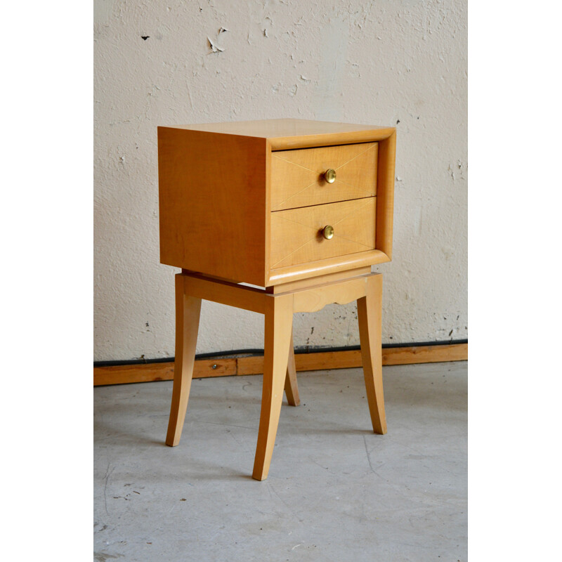 Pair of French bedside tables in sycomore, Suzanne GUIGUICHON - 1940s