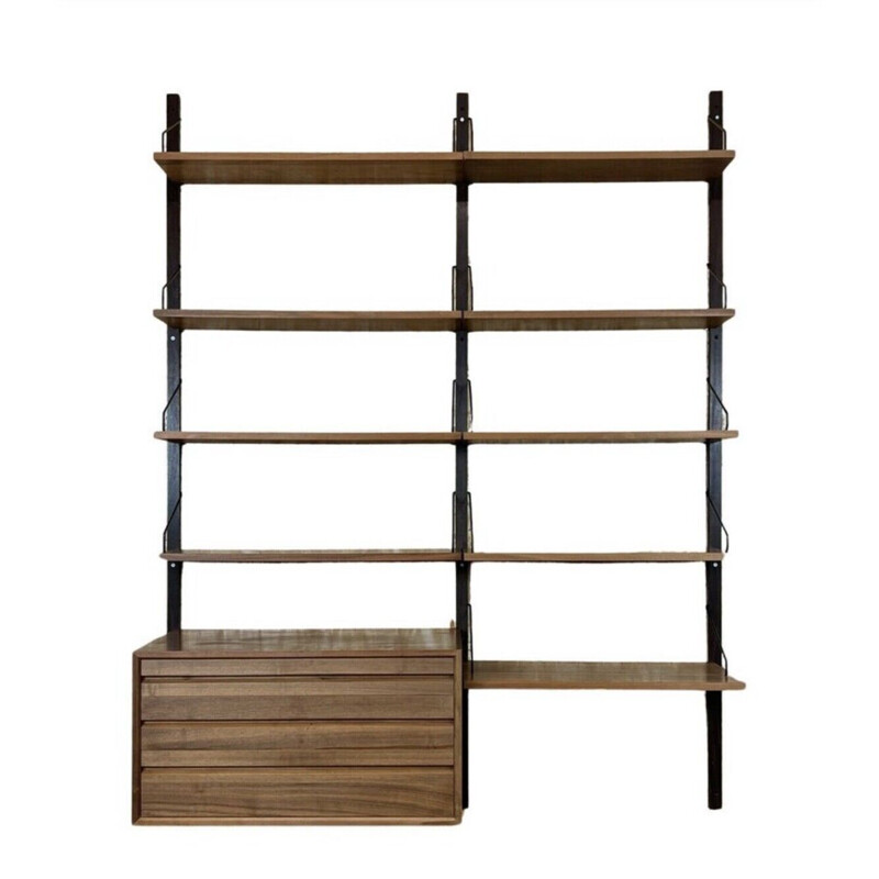 Vintage teak wall unit by Cado Poul, 1960-1970s