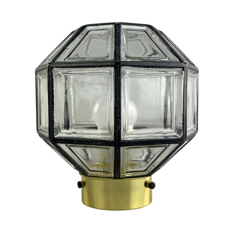 Lámpara de techo vintage de cristal de Glashütte Limburg, 1960
