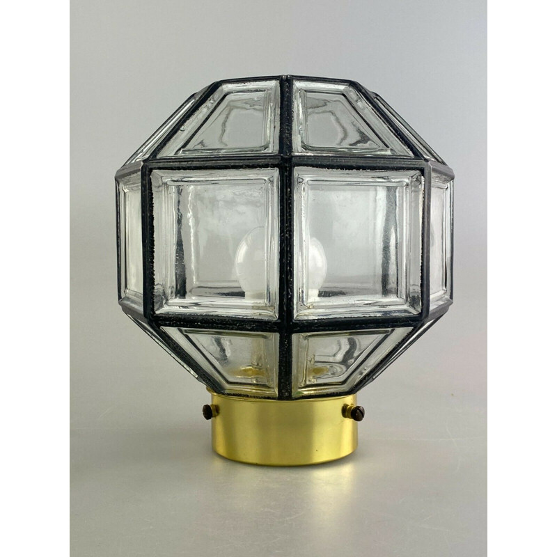 Luz de teto de vidro Vintage de Glashütte Limburg, 1960