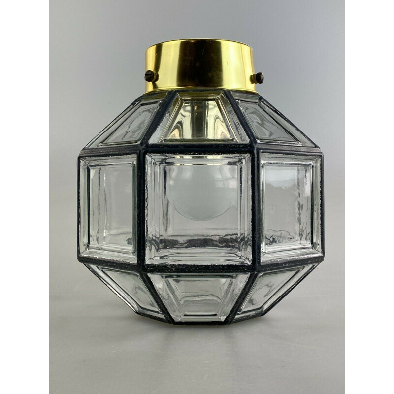 Luz de teto de vidro Vintage de Glashütte Limburg, 1960