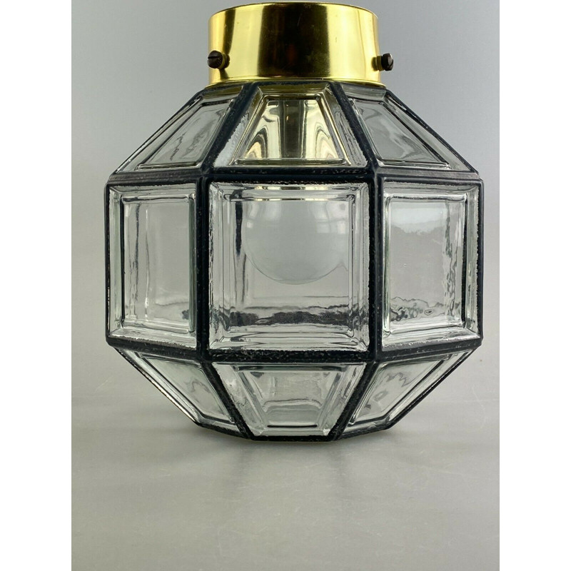 Luz de teto de vidro Vintage de Glashütte Limburg, 1960