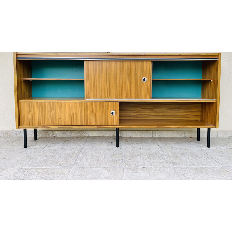 Vintage high teak sideboard with two doors