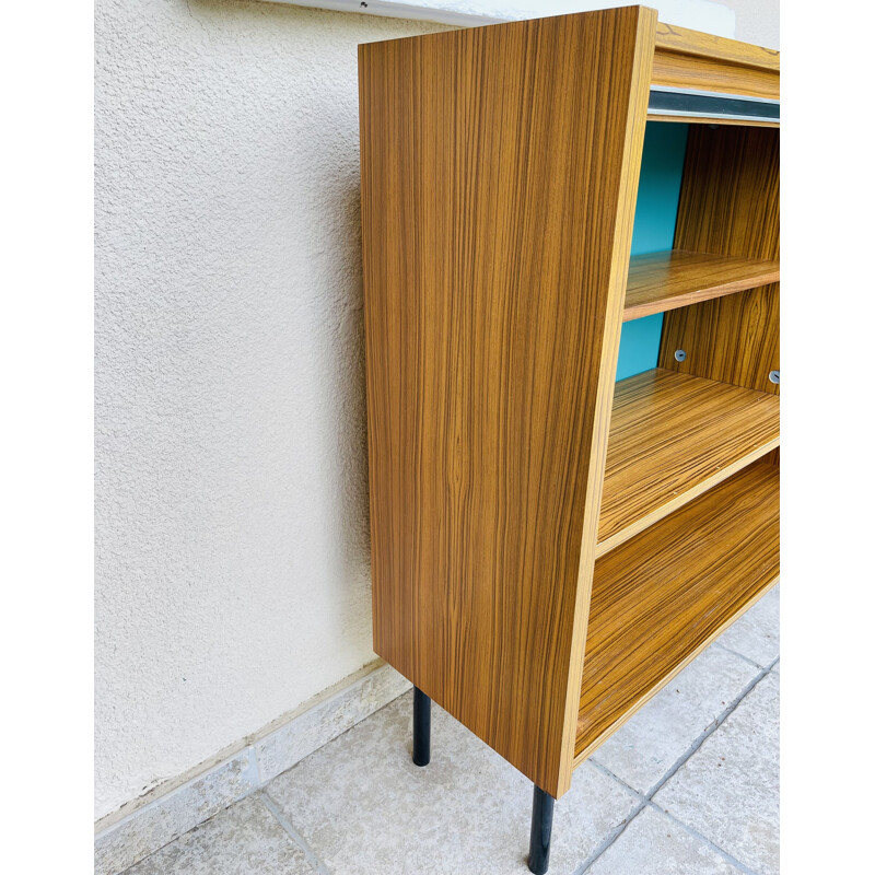 Vintage high teak sideboard with two doors