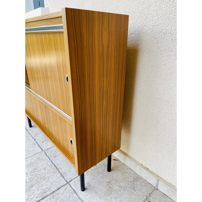 Vintage high teak sideboard with two doors