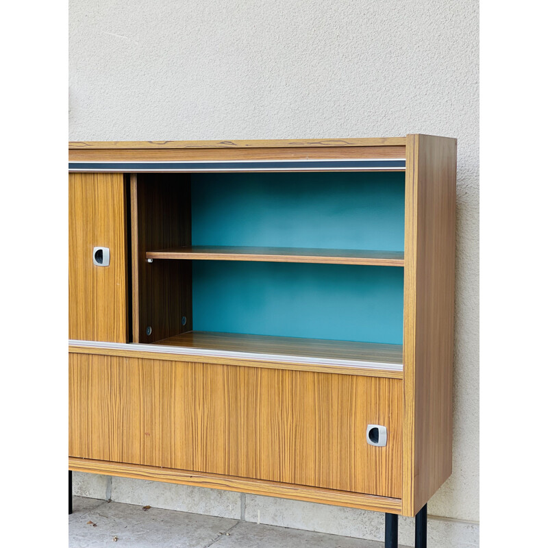 Vintage high teak sideboard with two doors