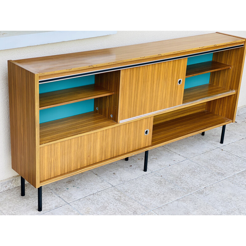 Vintage high teak sideboard with two doors