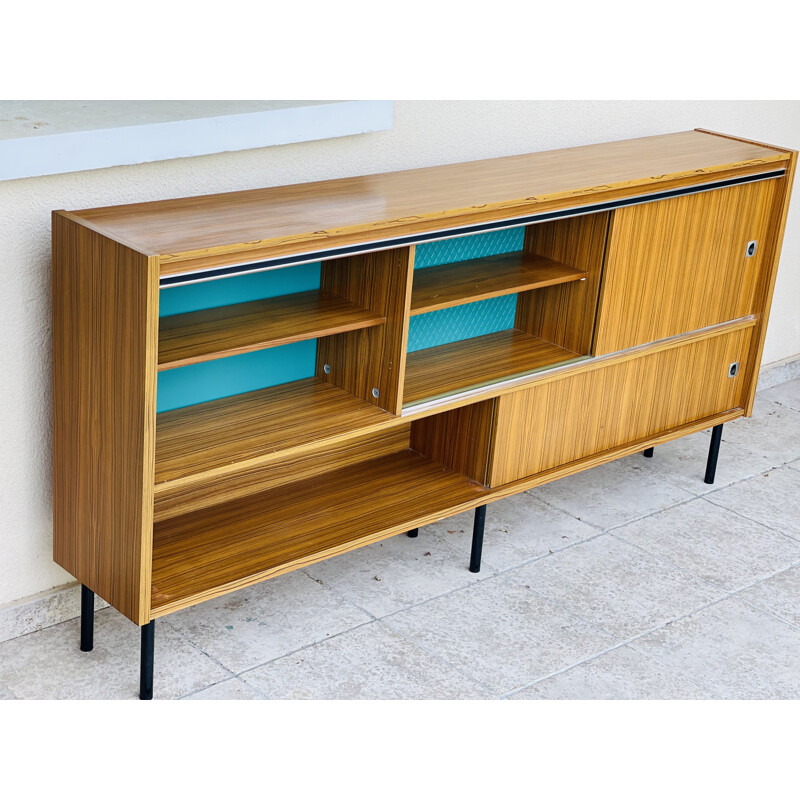 Vintage high teak sideboard with two doors