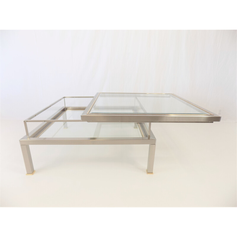 Vintage stainless steel coffee table by Jansen, 1970