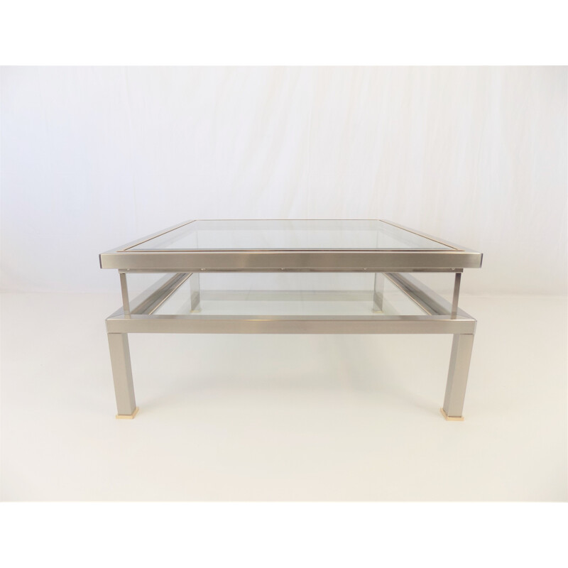 Vintage stainless steel coffee table by Jansen, 1970