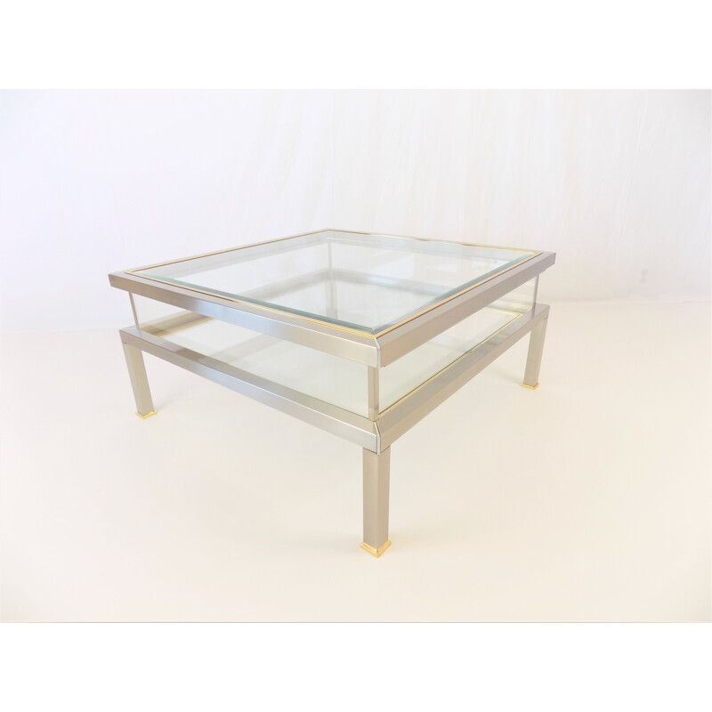Vintage stainless steel coffee table by Jansen, 1970