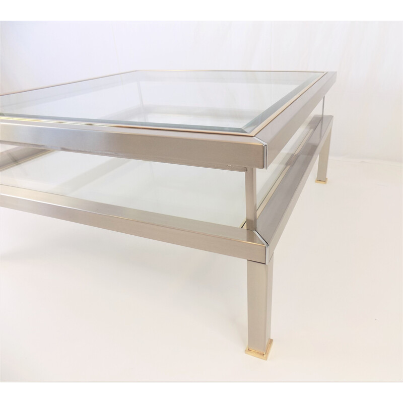 Vintage stainless steel coffee table by Jansen, 1970