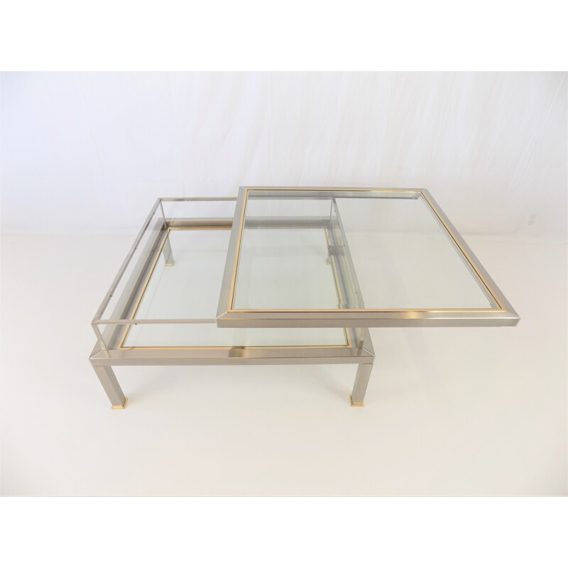 Vintage stainless steel coffee table by Jansen, 1970