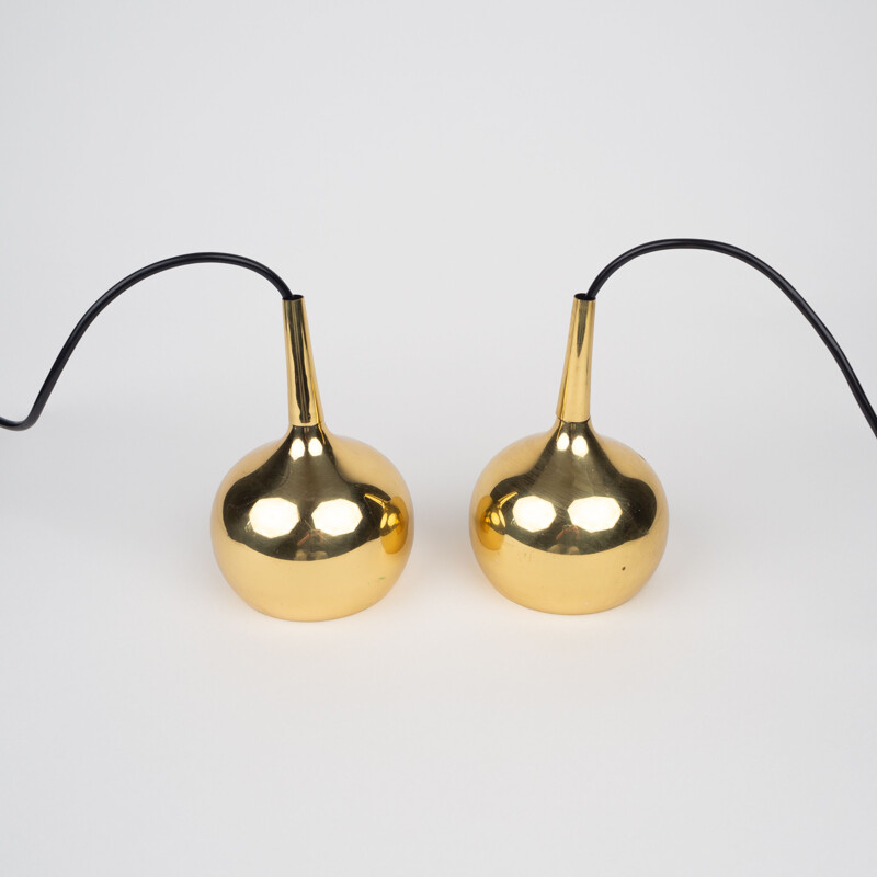 Par de lâmpadas pendentes de latão vintage de Frandsen, Dinamarca 1970
