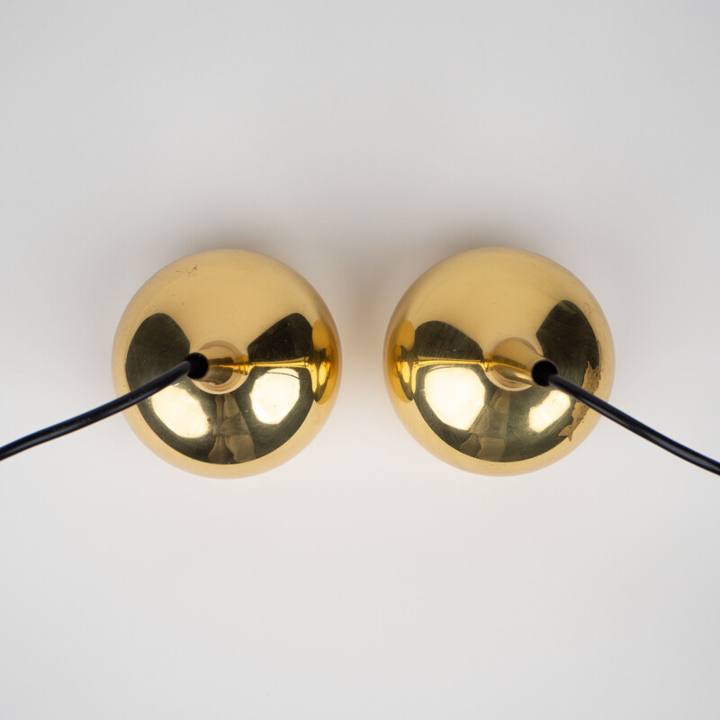 Pair of vintage brass pendant lamps by Frandsen, Denmark 1970