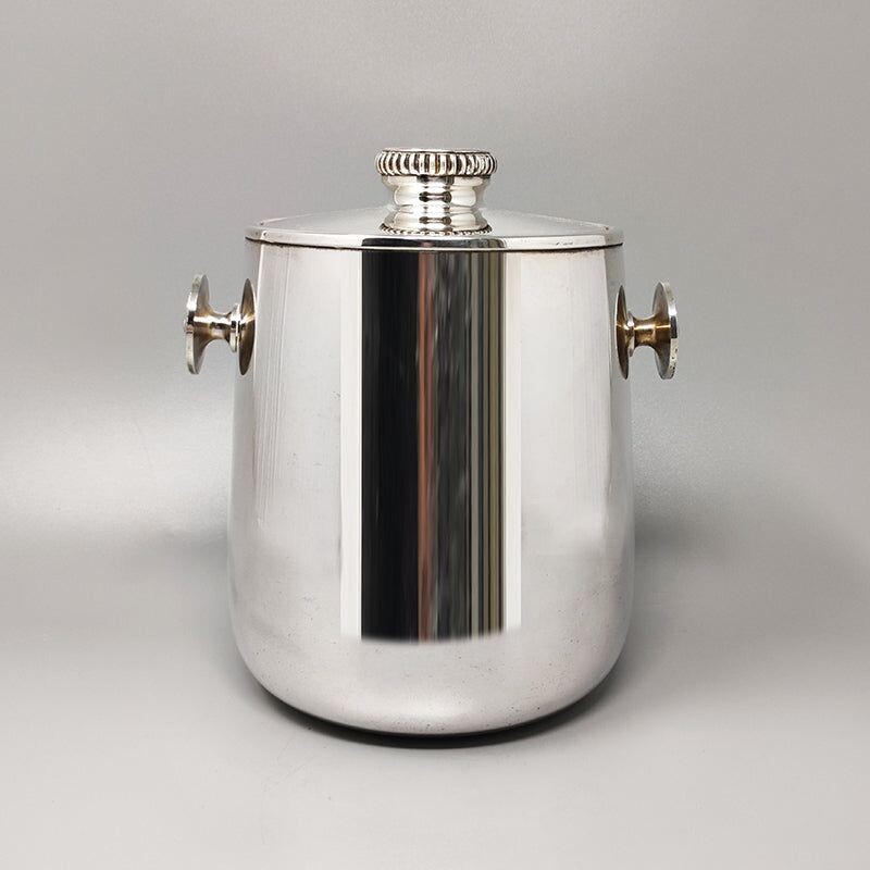 Vintage ice bucket in stainless steel by Aldo Tura for Macabo, Italy 1960s