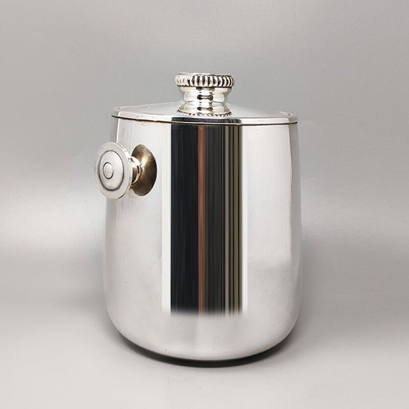 Vintage ice bucket in stainless steel by Aldo Tura for Macabo, Italy 1960s