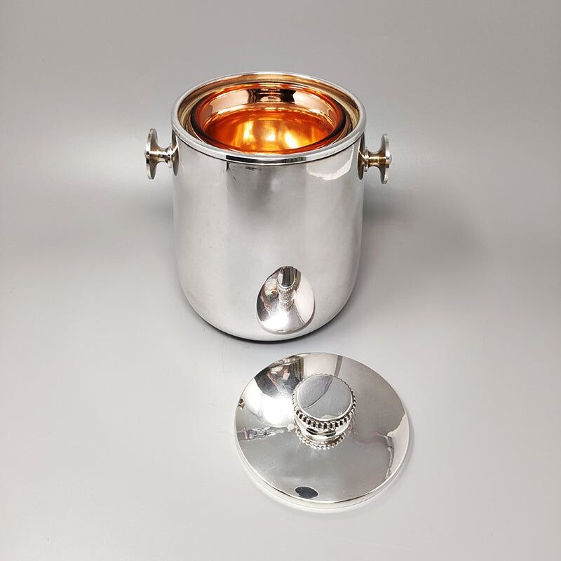 Vintage ice bucket in stainless steel by Aldo Tura for Macabo, Italy 1960s