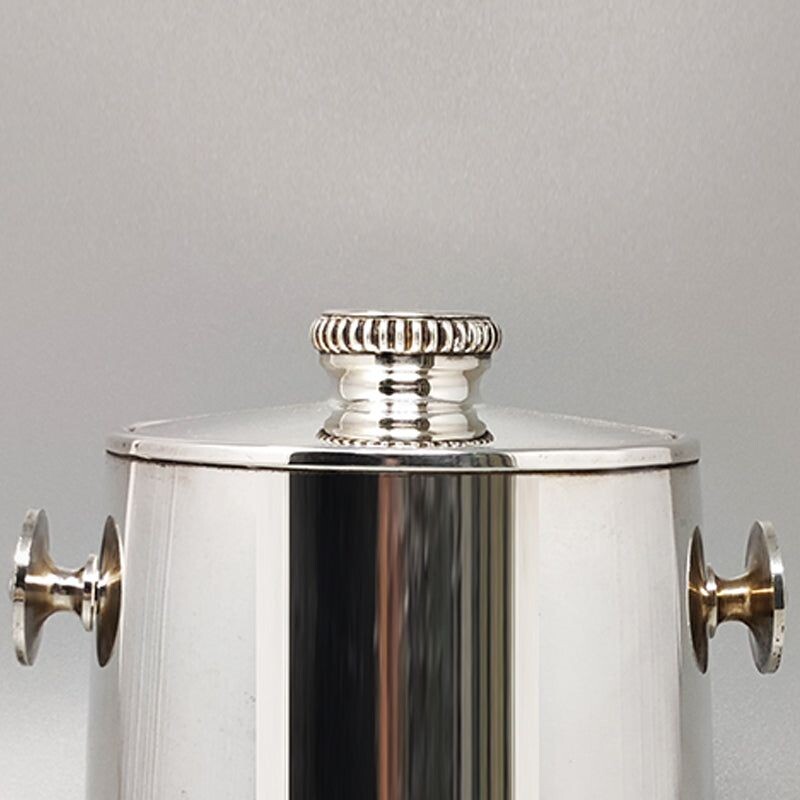 Vintage ice bucket in stainless steel by Aldo Tura for Macabo, Italy 1960s