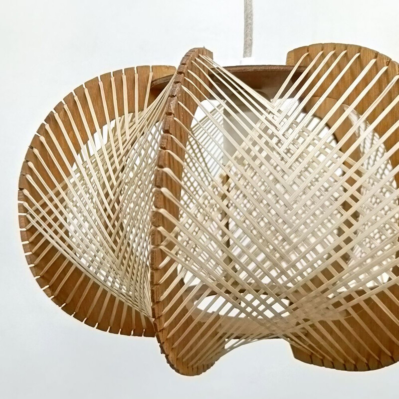 Mid century Nordic wooden pendant lamp, 1960s