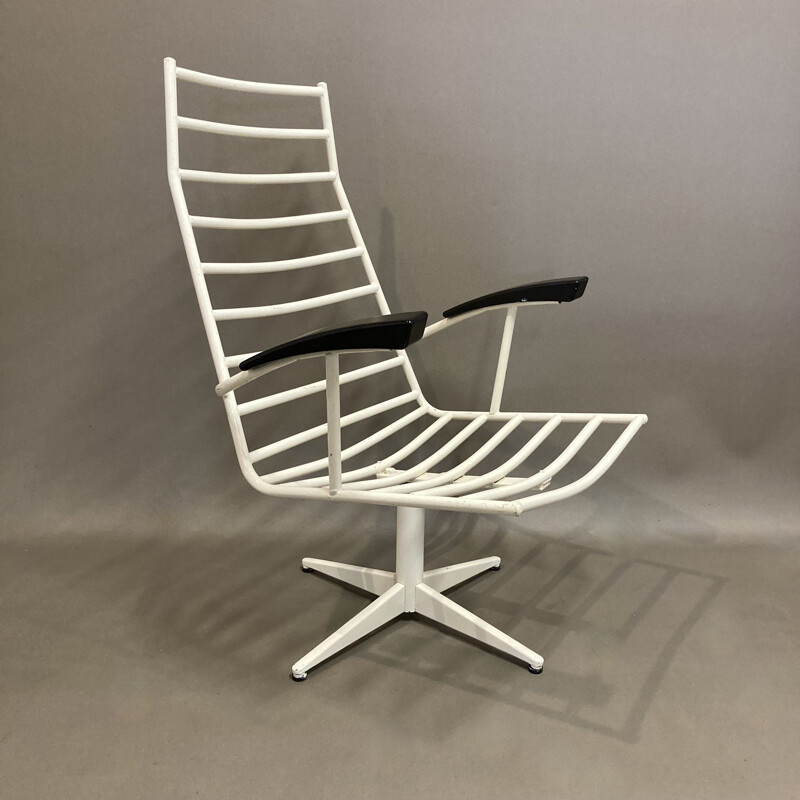 Vintage metal and bakelite swivel armchair, 1950