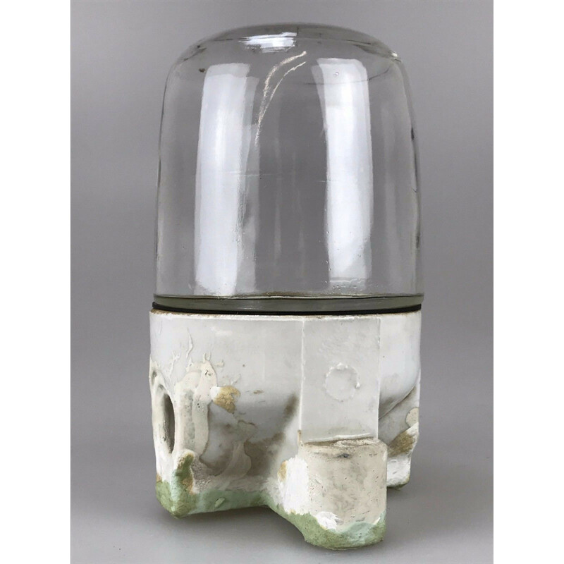 Applique de cave vintage en céramique et verre, 1960-1970