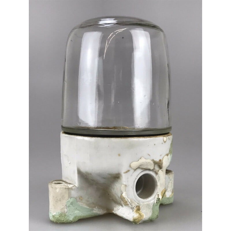 Cerâmica Vintage e luz de cave de vidro, 1960