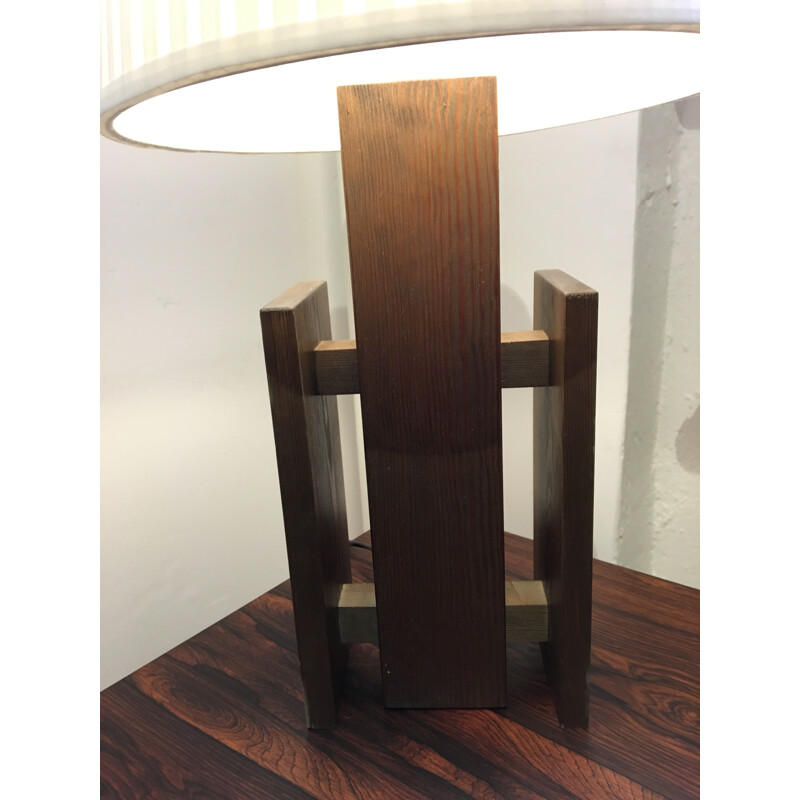 Grande lampe de table scandinave en bois - 1970